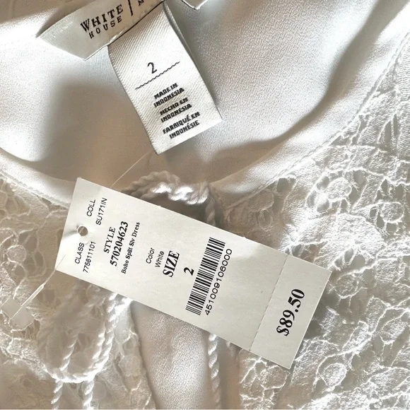 NWT WHBM Boho Sleeve Cut Dress with Lace Detail - Picture 12 of 14